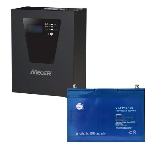 Mecer 1200VA 1000W MPPT Inverter with Lithium Iron Phosphate Battery Bundle